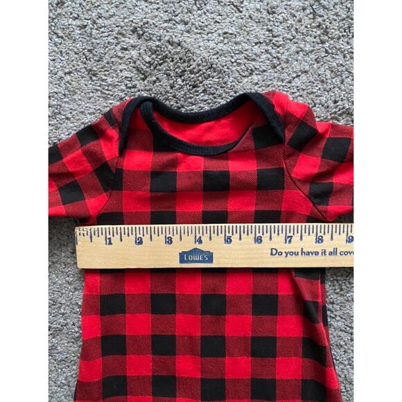 Baby Girl Red and Black Buffalo Plaid Ruffled Pant Romper - Picture 3 of 8